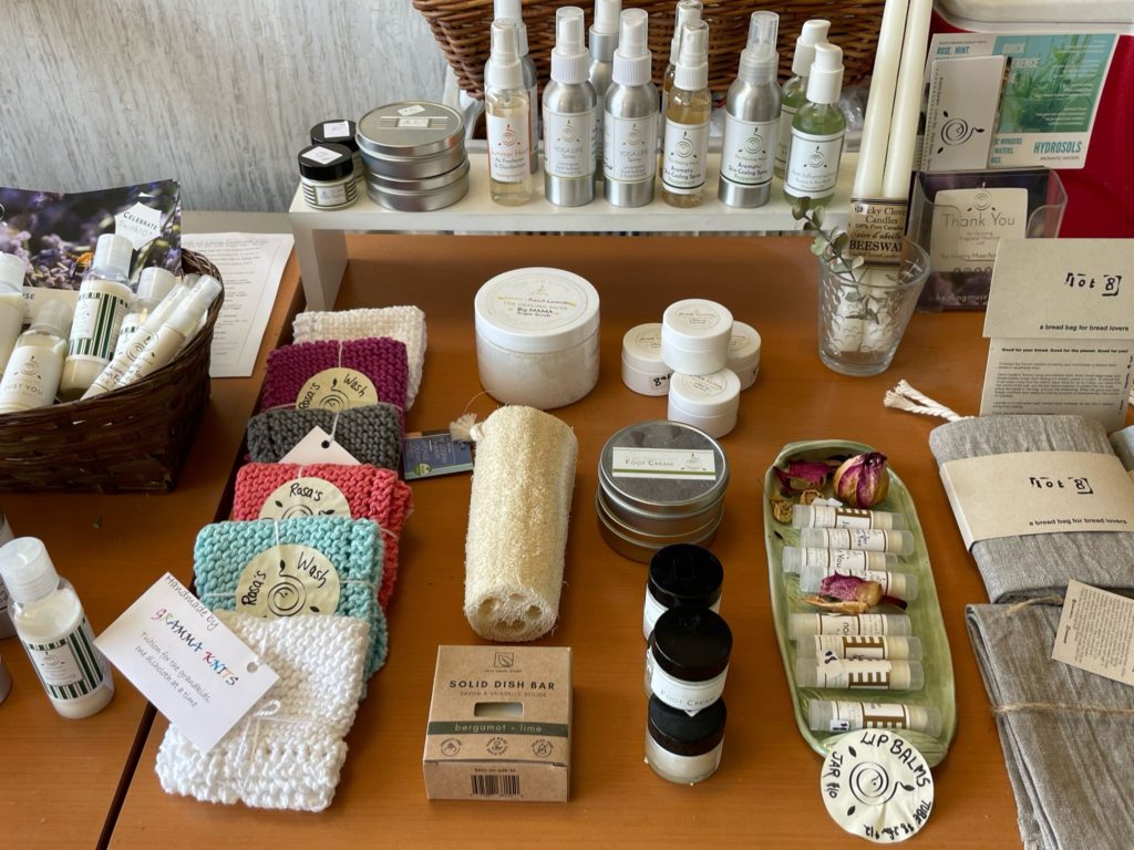 tatsus bread display Healing Muse aromatic blends and skin care products